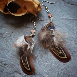 Boucles d'oreilles tribale en plumes
